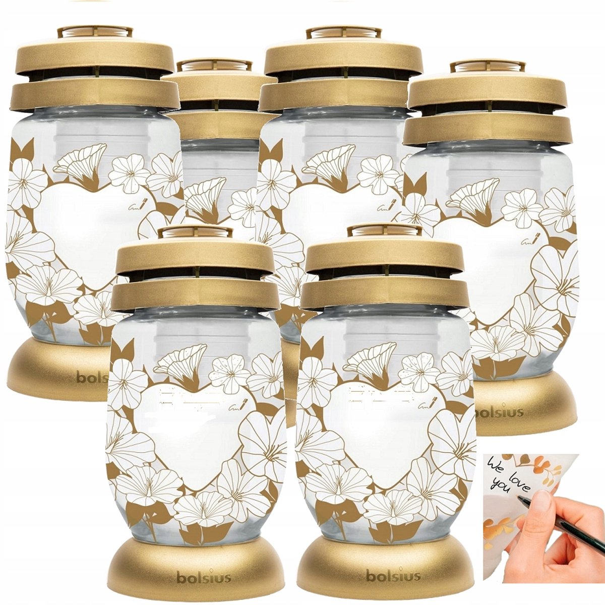 Bolsius Graf Lantaarns Goud Hart 22cm - 6 Stuks, 36u Brandduur