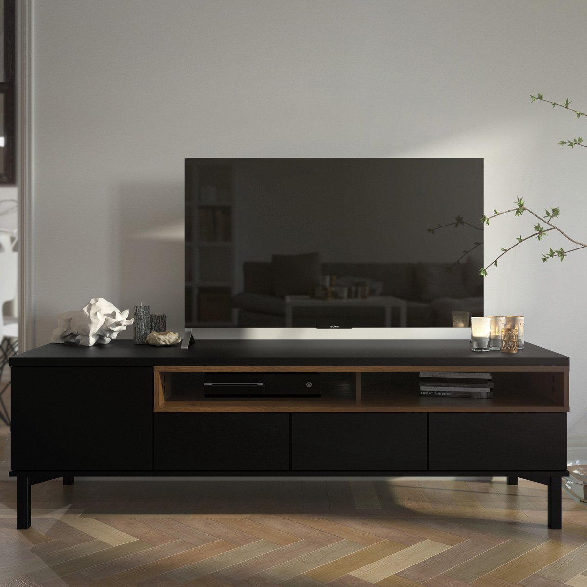 Giga Living Tv-meubel Roomers - Zwart - 160x50x50cm