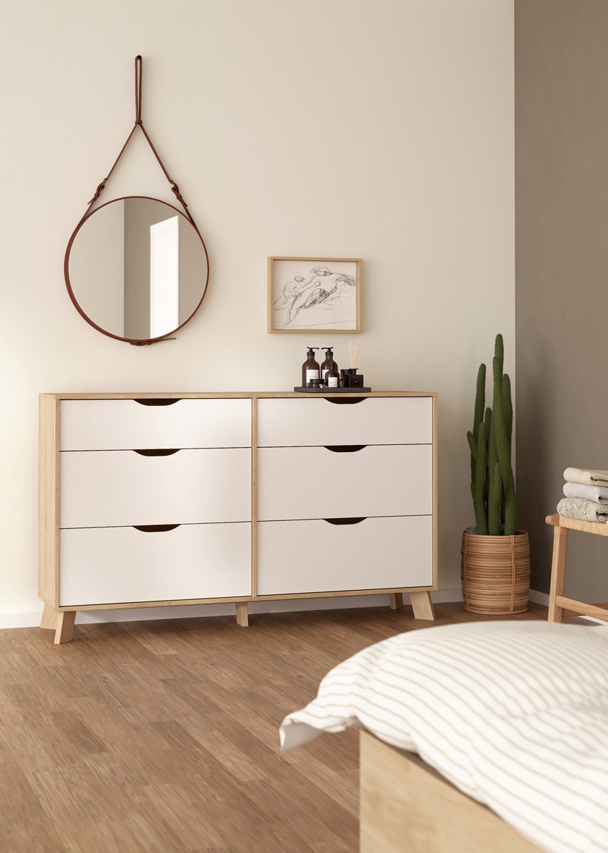 Dubbele Ladekast Ikast Wit Jackson Hickory - Giga Living