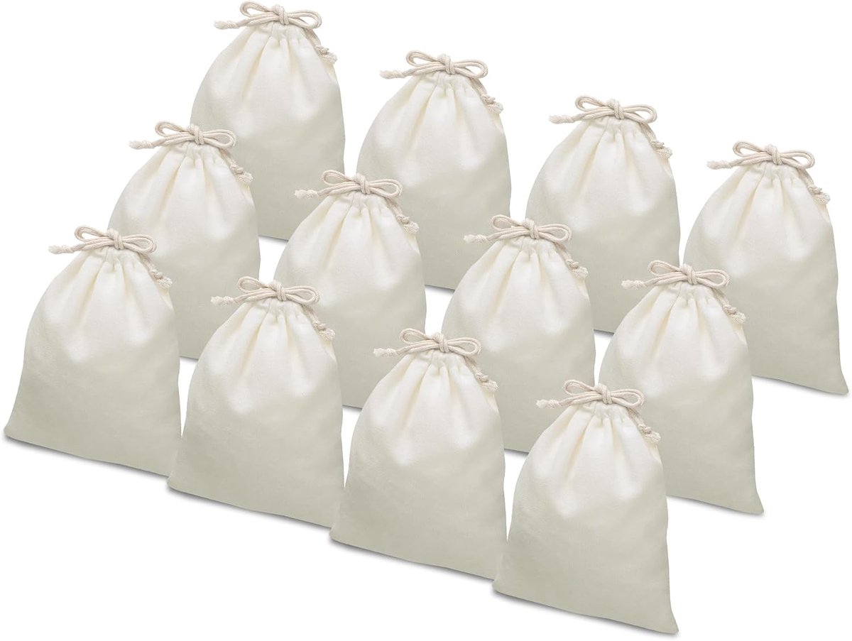Fabric bags 25 x 30 cm - met trekkoord - 12 stuks - voor DIY en cadeaus - ShopVlot