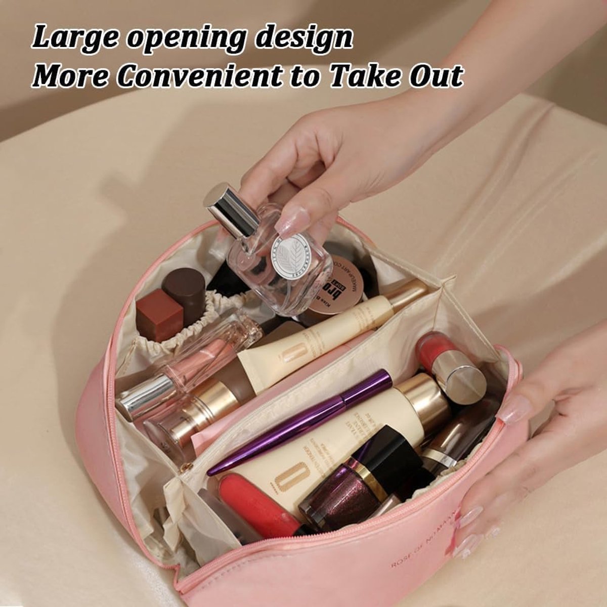 Cosmetica Tas Grote Capaciteit - PU Leer - Elegant Design - Ideaal voor Reis - ShopVlot