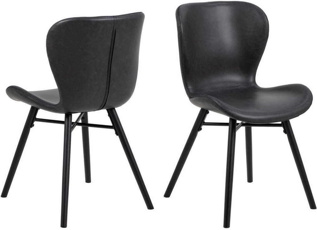 Eetkamerstoel Zaria -A1 leather look Zwart - Giga Living - Set van 2