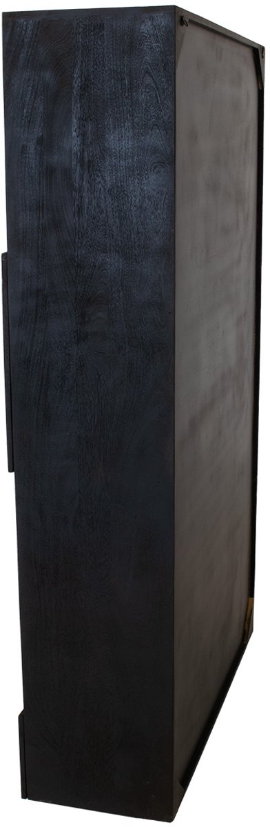 Giga Meubel Wandkast Nala - Mangohout - Zwart - Incl. Lades - 120x40x200cm