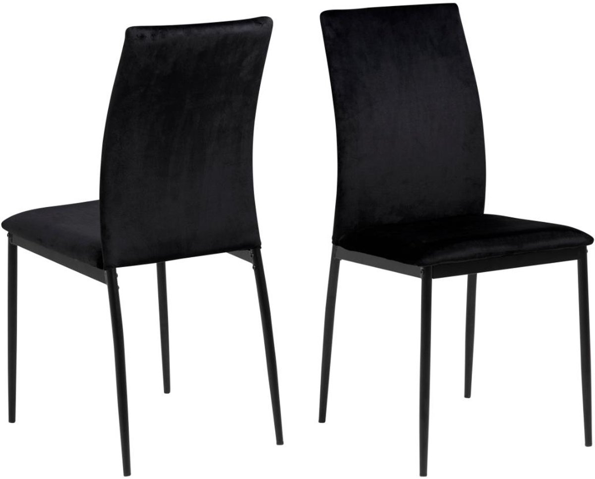 Giga Living Eetkamerstoel Grondal - Zwart Stof - Zithoogte 48,5cm - Set van 4