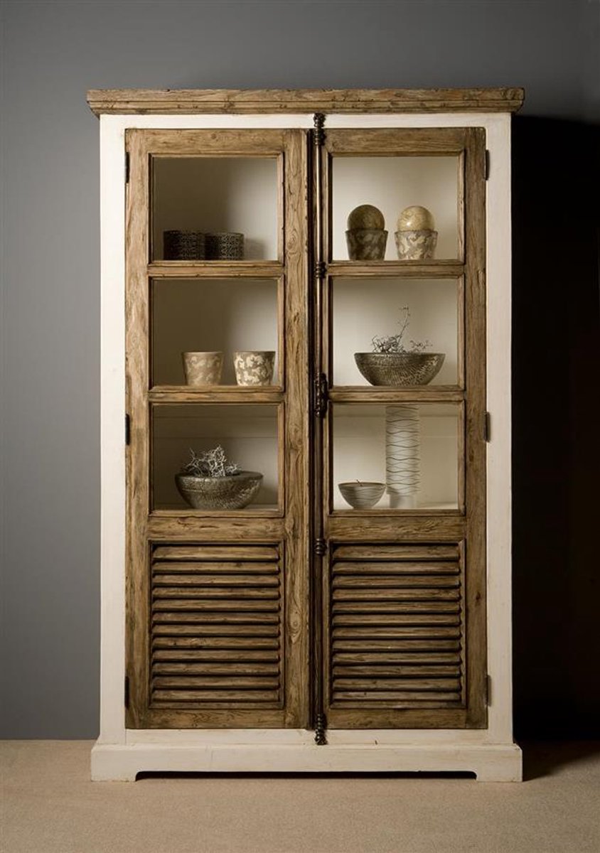Tower Living Vitrinekast Amanda - Wit Hout - 120x40x190cm