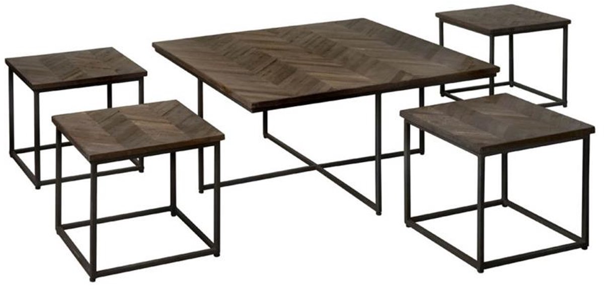 Tower Living Salontafel Via Set - Rond Bruin Hout - Ø90x45cm