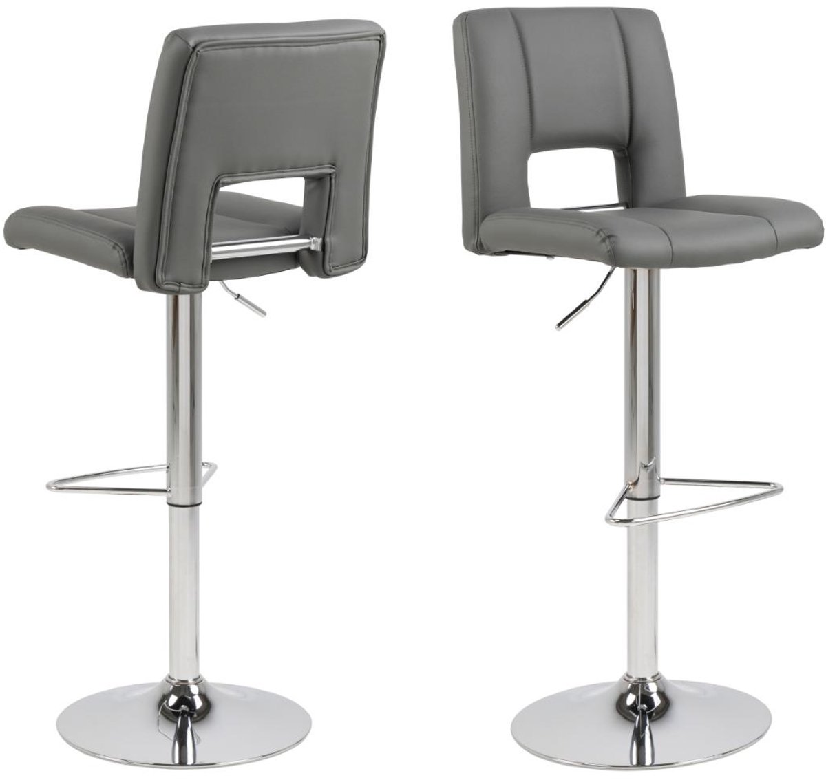 Giga Living Barkruk Wistad - Grijs PU Leer - Zithoogte 83cm - Set van 2