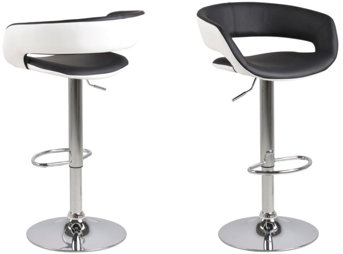 Giga Living Barkruk Gudvik - Zwart PU Leer - Zithoogte 80cm - Set van 2