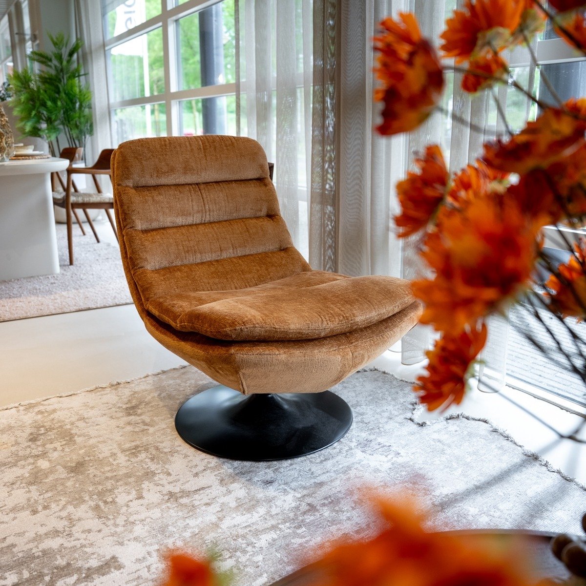 Tower Living Draaifauteuil Marano - Bruin Stof - 100x77x95cm