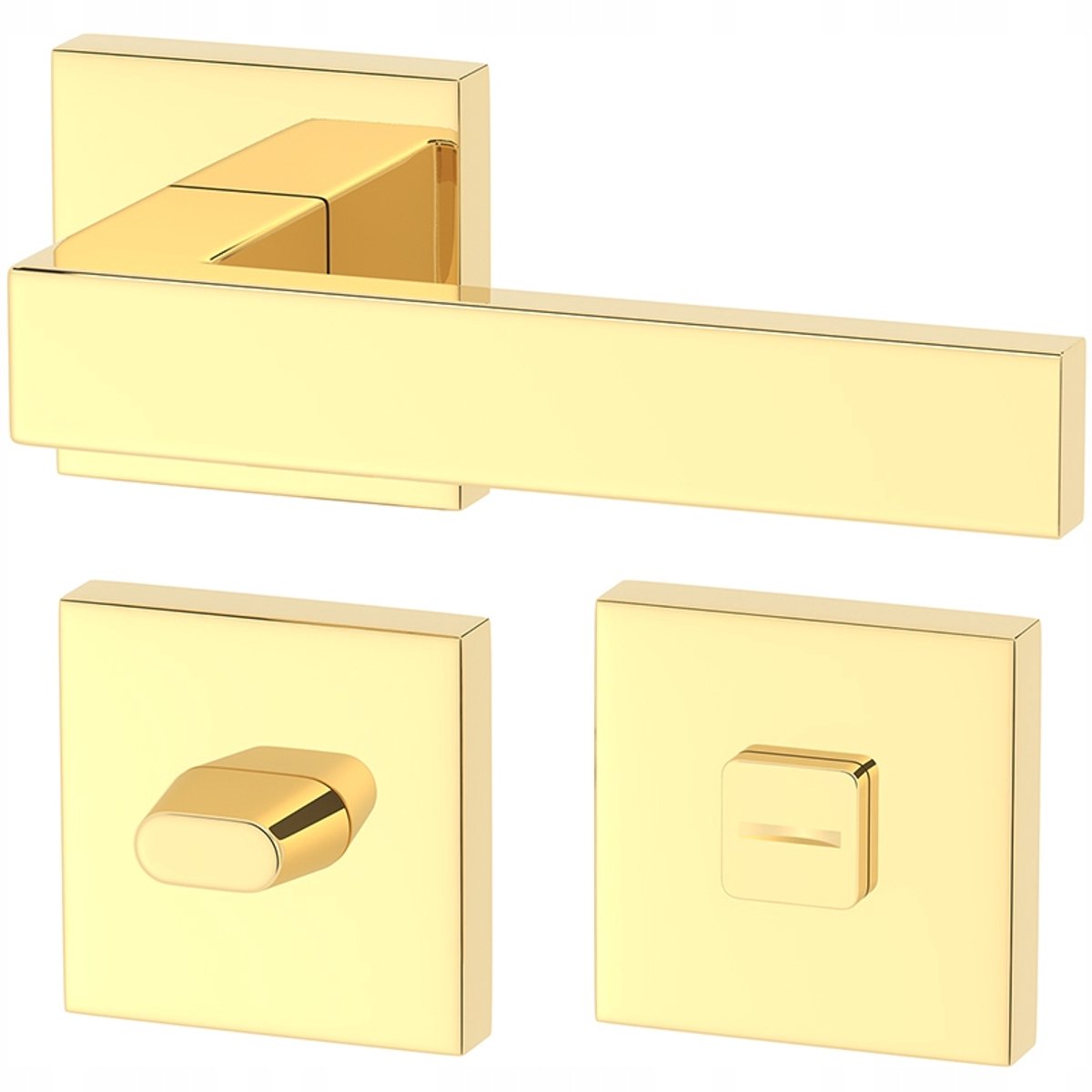 Gouden toilet Deurklink set - modern vierkant design