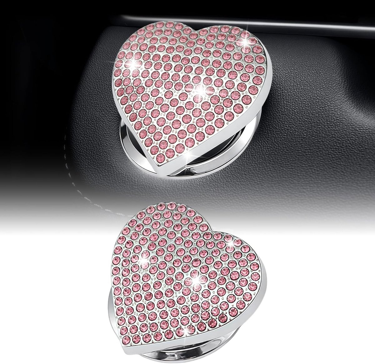 Start Stop Knop Cover - Hartvormig - Kristallen - Luxe uitstraling voor jouw auto - ShopVlot