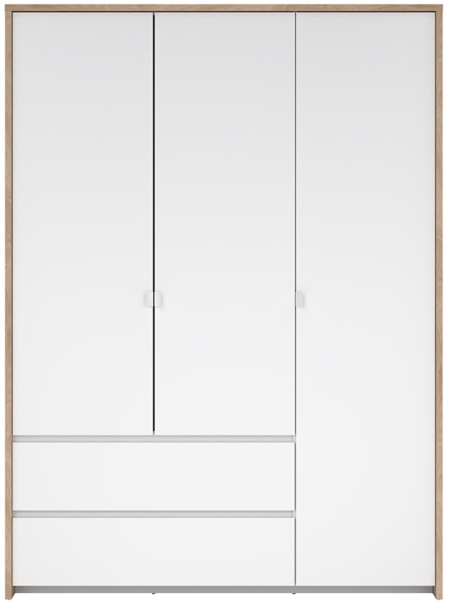 Giga Living Kledingkast Jackson - Wit/Naturel Hoogglans - 149x58x202cm