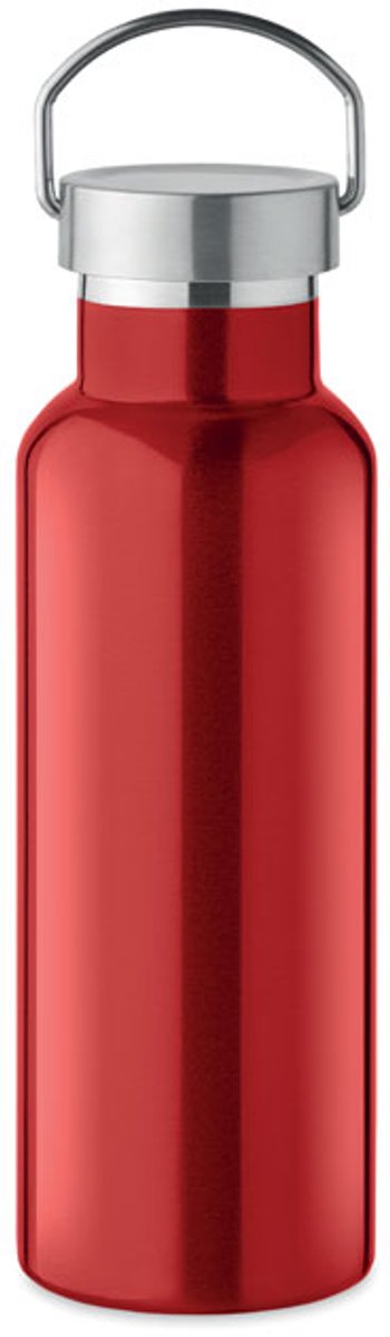 Dubbelwandige isolerende vacuümfles van gerecycled roestvrij staal 500ml Rood