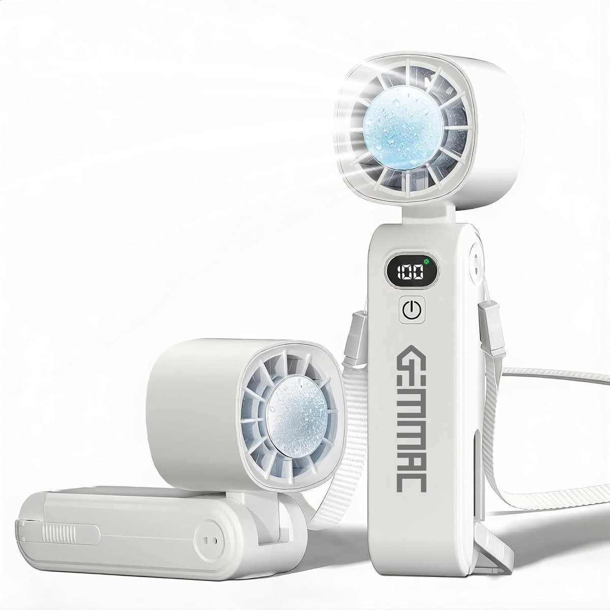 Handventilator - Wit - 190 x 57 x 50 mm - Oplaadbare Mini USB Ventilator met 5 Snelheidsstanden - Voor Kantoor en Buitenshuis
