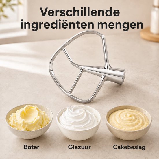 Voor KitchenAid Platte Roerder Roestvrij Staal 5KSM5THFBSS naar Artisan Keukenmachine van Merkloos — afbeelding 3