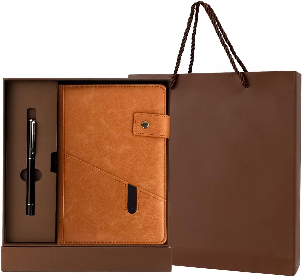 Lederen Dagboek Cadeauset - Bruin - A5 - PU-leer - Voor Dames en Heren