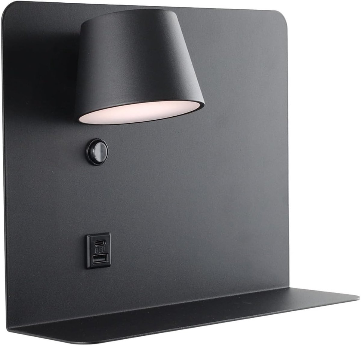 Schilderijlampje draadloos - Zwart - 28 cm - Draaibare LED Wandlamp met USB-oplaadpoorten - Voor Leesruimtes en Slaapkamers