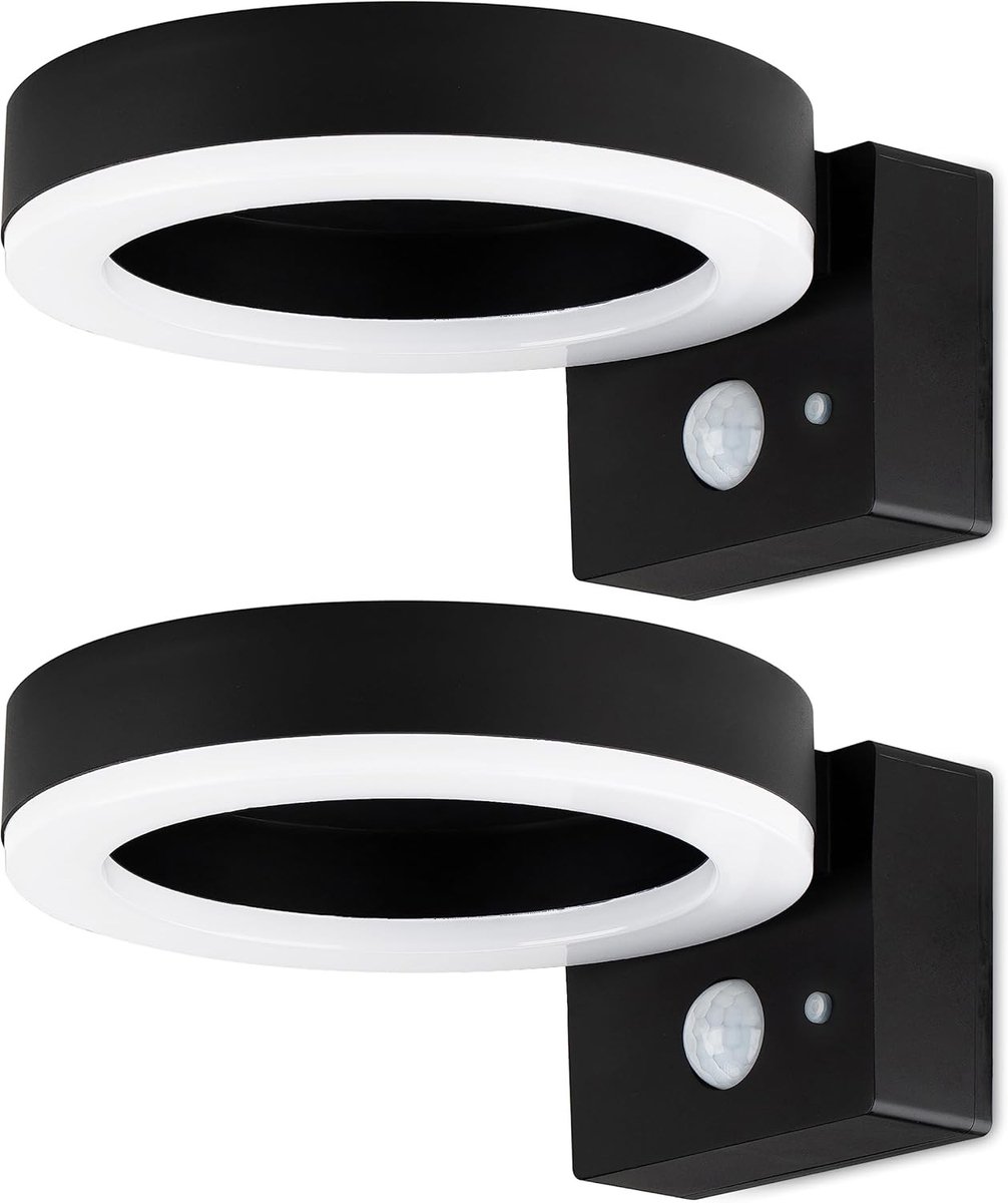 Sensor lampjes met bewegingsmelder - Wit - Malabo (set 2 stuks) - LED Wandlamp met Zonne-energie en Waterdichte Behuizing - Voor Buiten