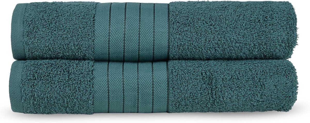 Good Morning Badstof Badlaken 100% Katoen 70x140cm - dark green - Set van 2 - ShopVlot