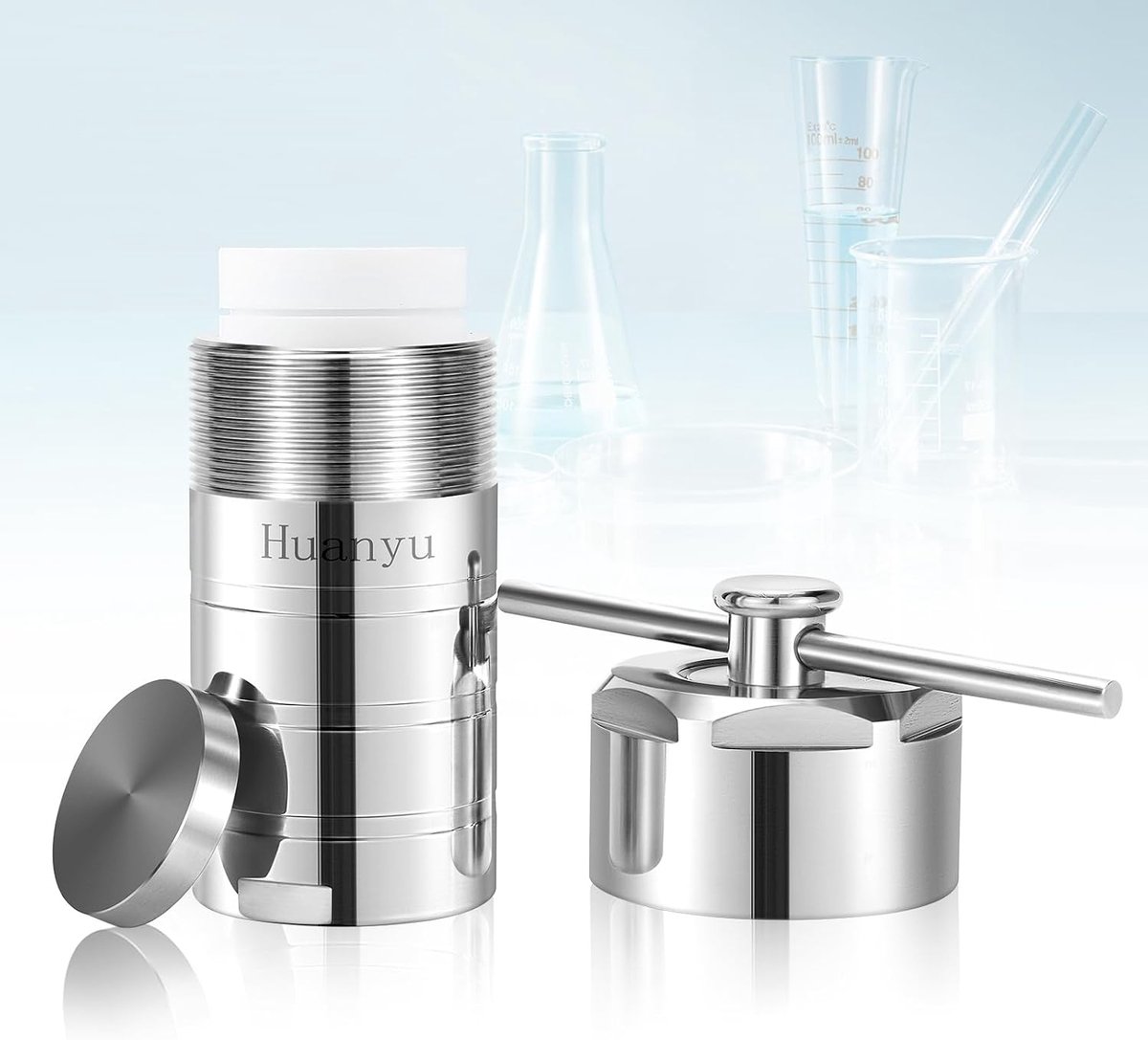 Huanyu Hydrothermal Synthesis Autoclave Reactor PTFE Coated Vessel for Lab (Customizable) (100ml) - ShopVlot