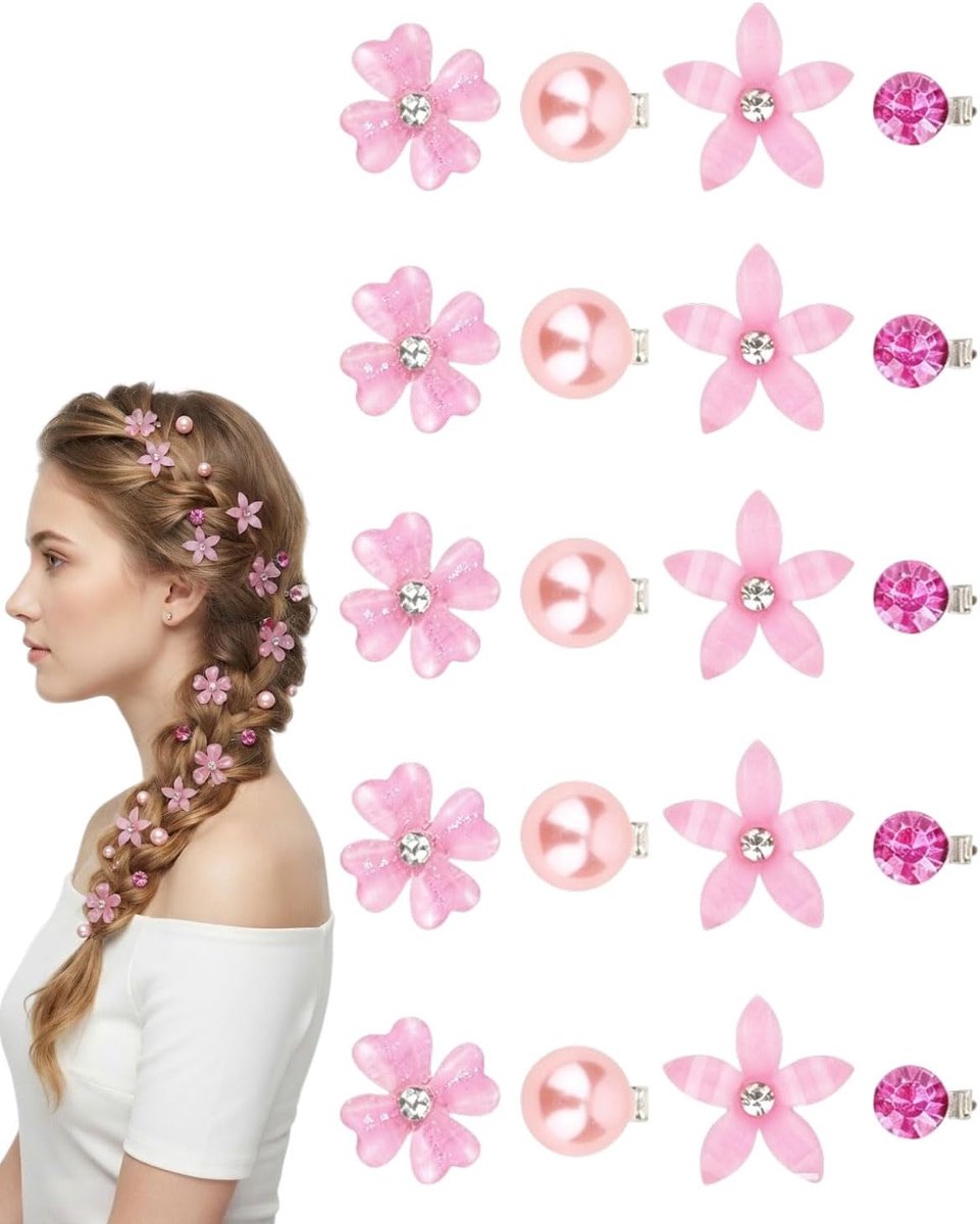 20 haarspelden met bloemen en strass voor bruiloft, dames, 20 stuks, haaraccessoires voor meisjes en volwassenen - ShopVlot