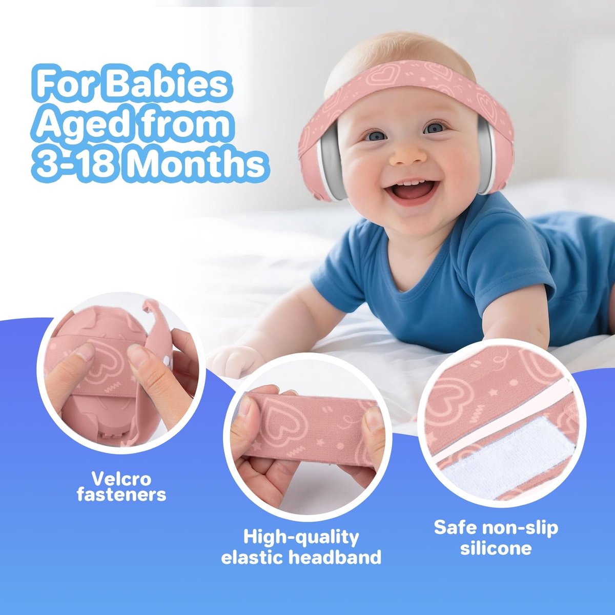 Slaap Baby Oorbeschermer - 2-in-1 Gehoorbescherming - Roze - Comfortabel en Veilig - ShopVlot