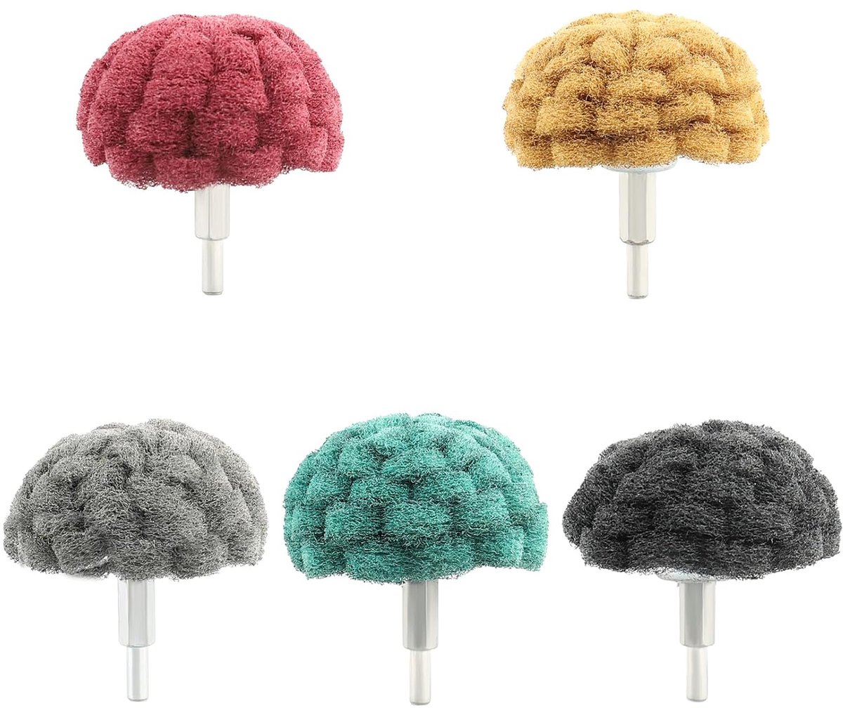 Pack of 5 Non-Woven Abrasives, Polishing Discs, Abrasive Sponges, Power Scrubber Cleaning Set, Sanding Fleece for - ShopVlot