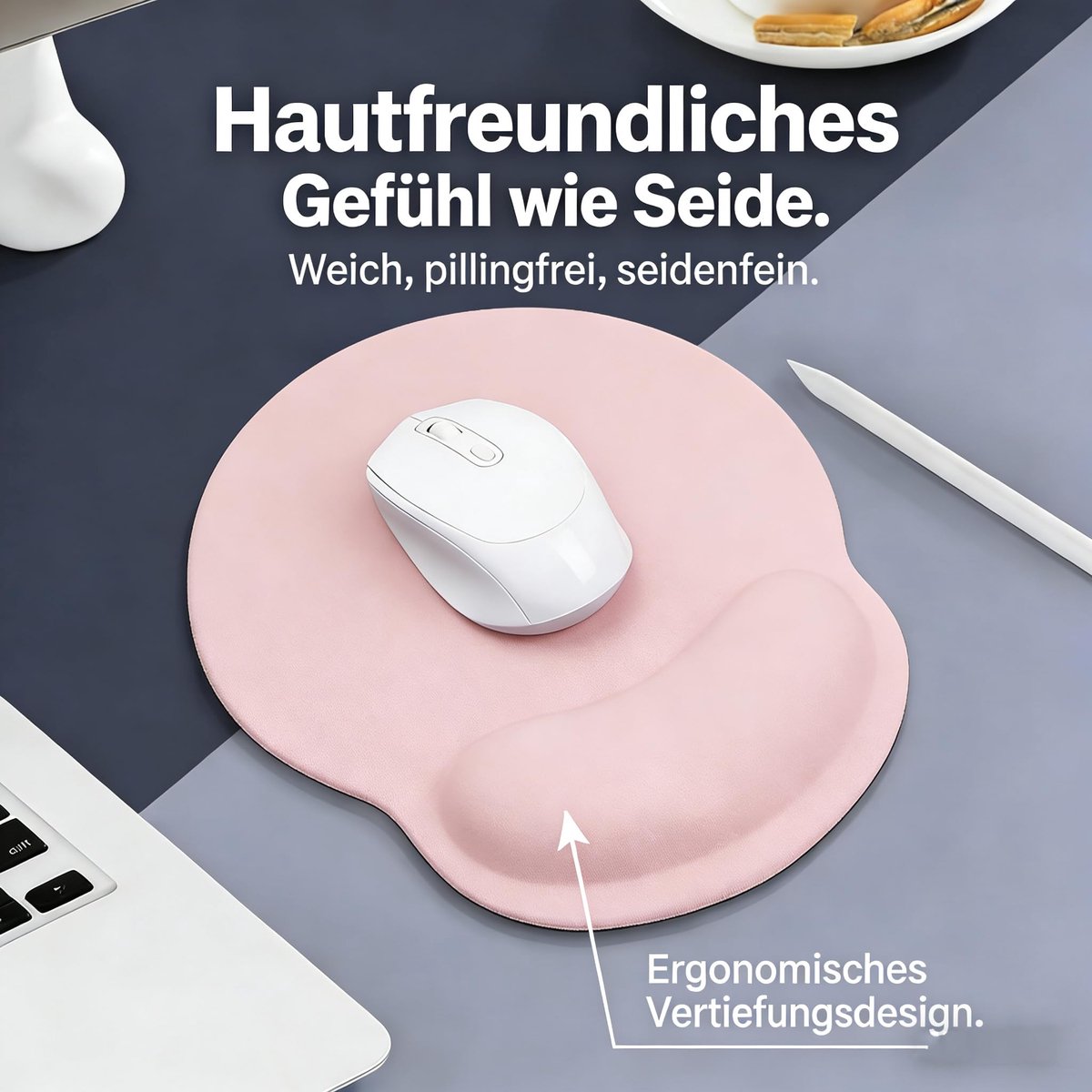 Ergonomische muismat met gelkussen muismat met handsteun roze - ShopVlot