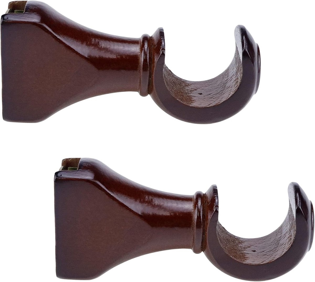 HEVSTIL Set of 2 Wooden Curtain Rod Brackets, Return Brackets for 1-2/5 Inch Curtain Rod Pole Wall Mount Brown - ShopVlot
