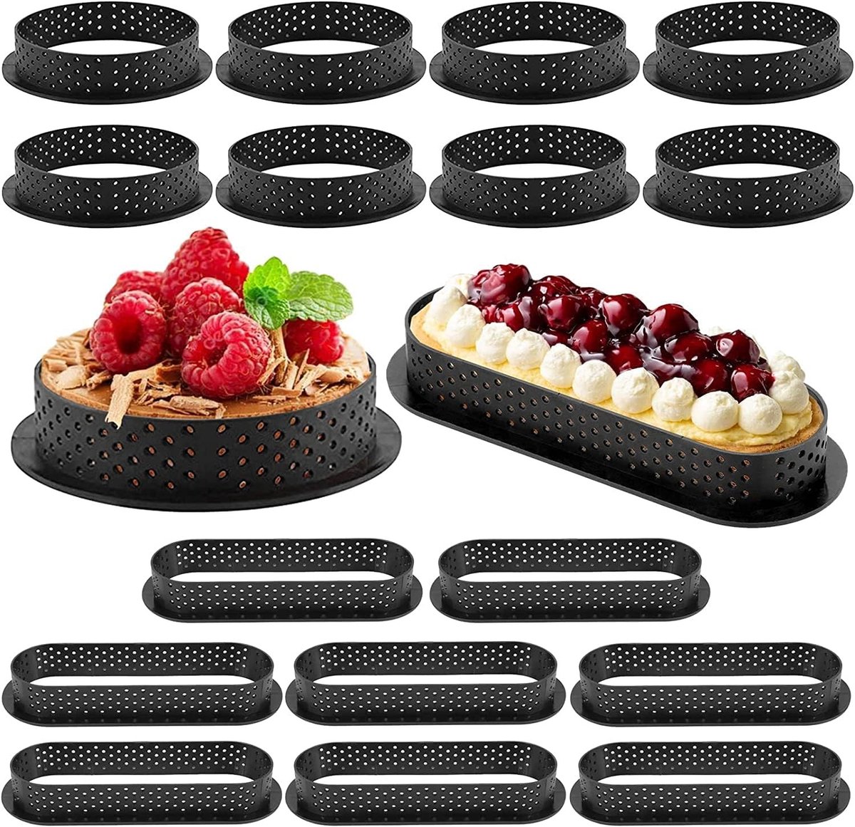 Sloffenring bakvorm - Transparant - Set van 16 Stuks - Kunststof Geperforeerde Cakevormen - Voor Thuisbakken