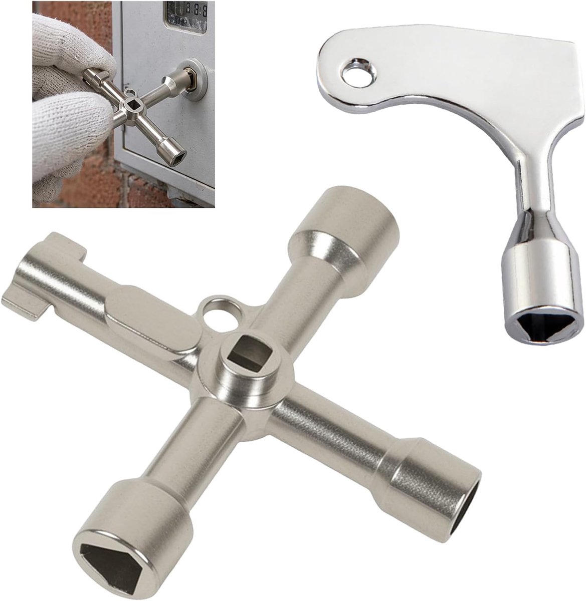 2 x Multifunctional 4-Pointed Wrench, 6-in-1, with 4 Sizes 4 mm/6 mm/8 mm/9 mm, Triangle Counter 8 mm, for Lift, Water - ShopVlot
