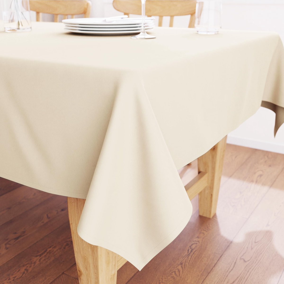 Famanu – Tafelkleed van katoen, 142 x 142 cm, naturel, ideaal voor eetkamer en speciale gelegenheden