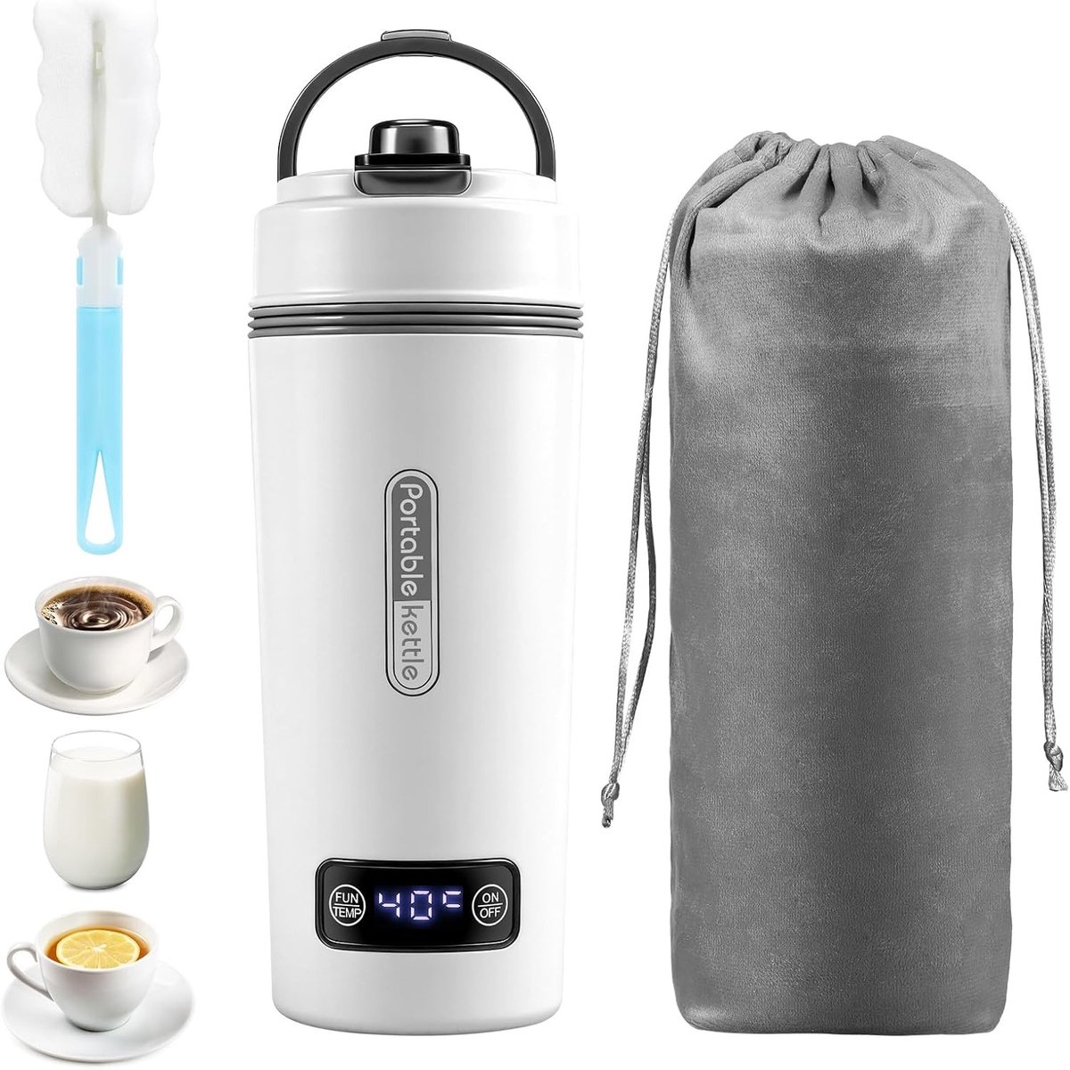 Draagbare Waterkoker - Roestvrij - 350 ml - Mini 3-in-1 Reiswaterkoker met Temperatuurinstellingen - Voor Thuis en Onderweg