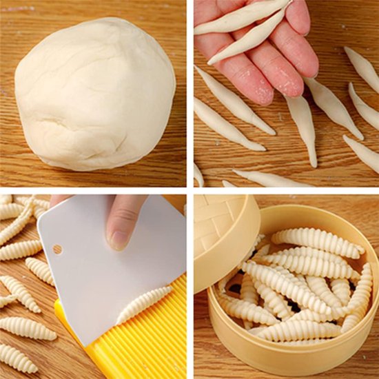 2 set - Pastaplank - Italiaanse pastaplank - Kneedplank - Noedelplank - Bakplank voor deeg - Handmatige pastamaker - Gnocchiplank - Keukenaccessoires - Geel - 10x24,5cm - Te gebruiken voor het maken van macaroni, italiaanse aardappelknoedels en pasta — afbeelding 4
