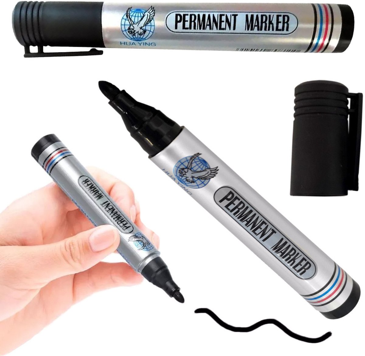 Permanente Marker Zwart – 2 Stuks – Waterproof & Onuitwisbaar – Ronde Punt 2 mm – Sneldrogende Markeerstiften voor Papier, Karton, Metaal, Glas & Kunststof