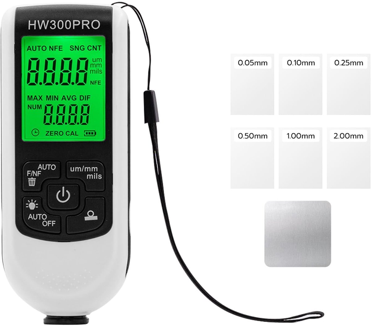 Lakdiktemeter Digitaal – 0–2000 µm – 1 µm Resolutie – FE/NFE Detectie – LCD met Backlight – Kalibreerbaar