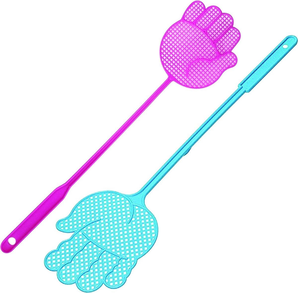 Wespenvangers - Set van 2 handvliegmeppers - Lengte 48,5 cm - Lichtgewicht plastic - Voor volwassenen en senioren