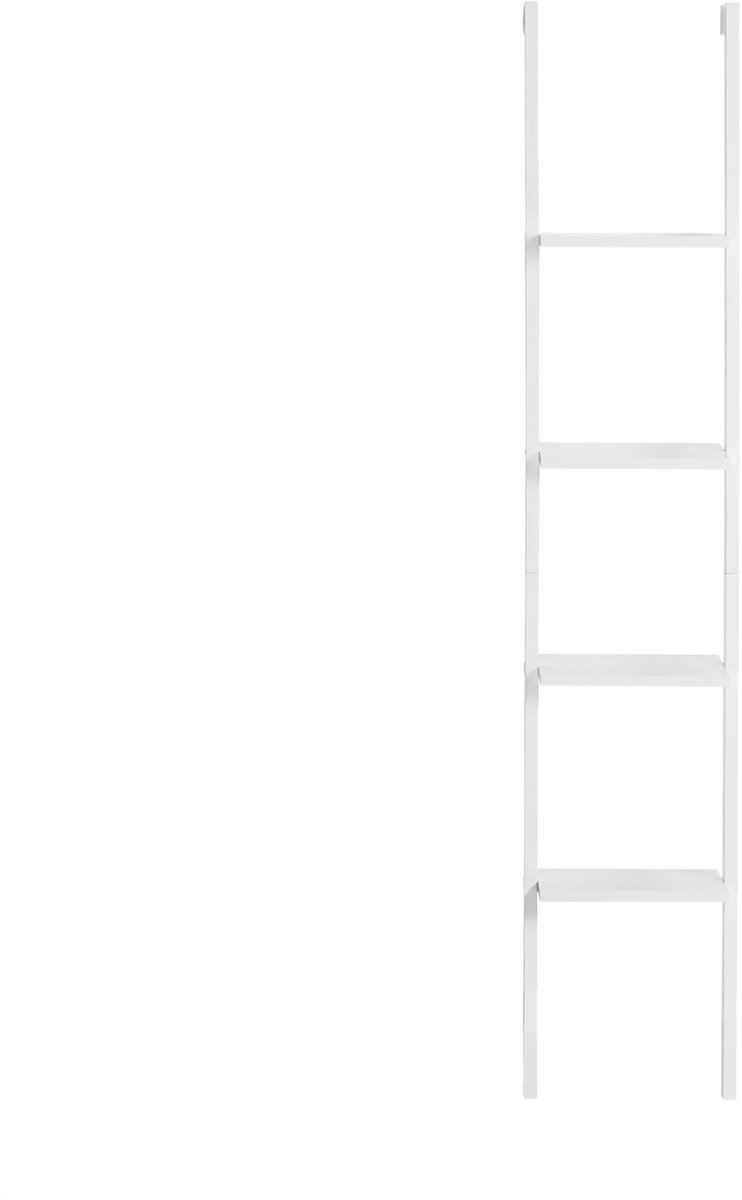 Nyoz vrijstaande ladderplank - Wandplank - Boekenkast - Ladderrek - 4 niveaus - Draagvermogen van 5 kg per niveau - 180 cm hoog