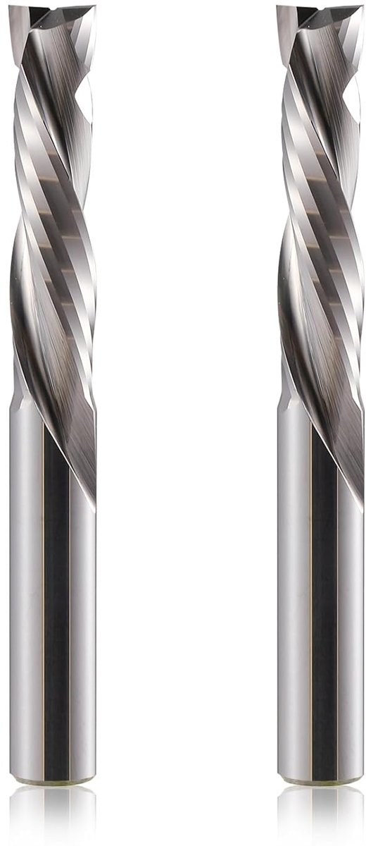 8mm Shank Compression CNC Milling Cutter Shank Milling Cutter 2 Pieces, 2 Wings Spiral Groove Cutter 35mm Cutting - ShopVlot