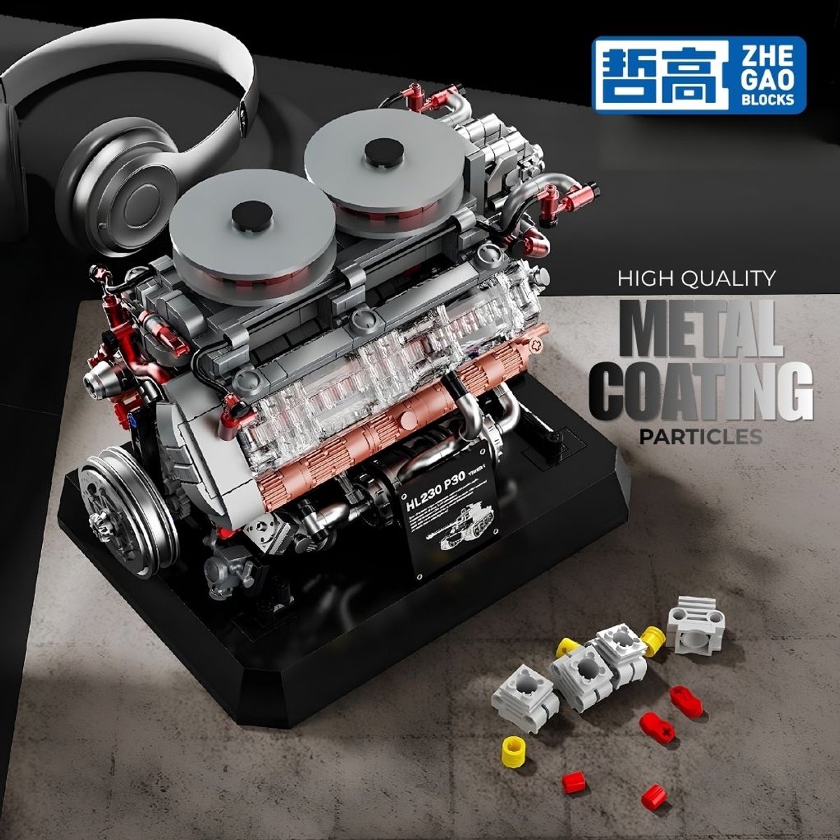 Zhe Gao 95008 Tiger tank speed engine bouwset | World of wars champions icons modelbouw | Leger speelgoed ideas voor expert volwassenen & kinderen | Engine star bouwpakket | Motor niet geschikt voor Lego technic | Bouwdoos met 1236 bouwstenen — afbeelding 6
