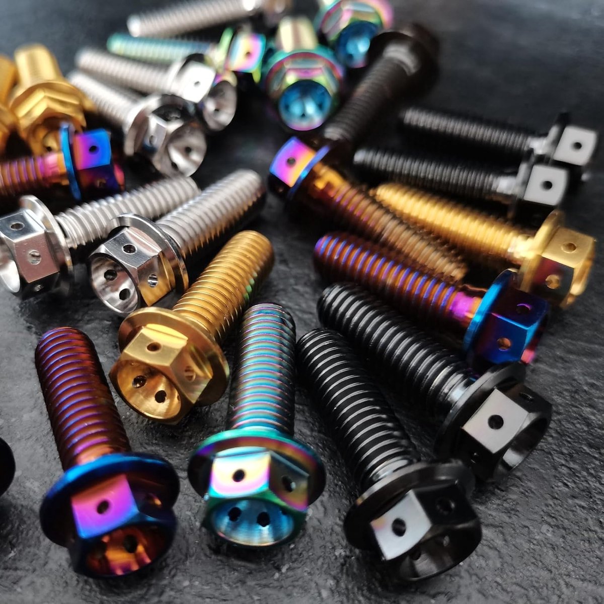RISON Titanium Bolts Titanium Flange Hex Head Bolts Gold GR5 Titanium Screws M10x2.5x25mm Titanium Bolt Pack of 5 - ShopVlot