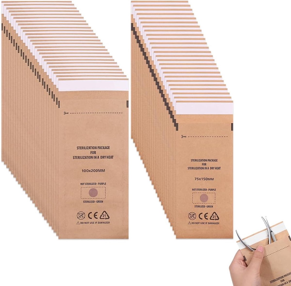 50 zakjes sterilisatiezakjes voor schoonheidsspecialisten in 2 maten - ShopVlot