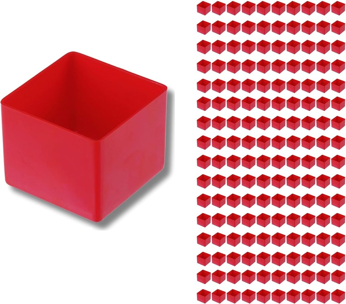 Schroeven opbergsysteem met laden - Rood - 54 x 54 x 45 mm - Slagvaste Polystyreen Inzetdoos - Voor Organisatie en Opslag