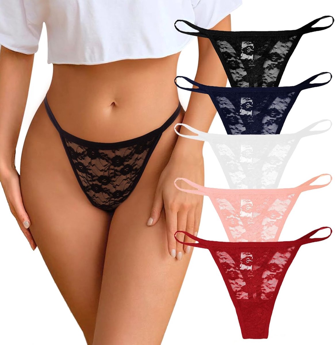 Dameskantondergoed 5-pack - Sexy elastisch naadloos - Transparant en verleidelijk - Perfect voor elke gelegenheid - ShopVlot