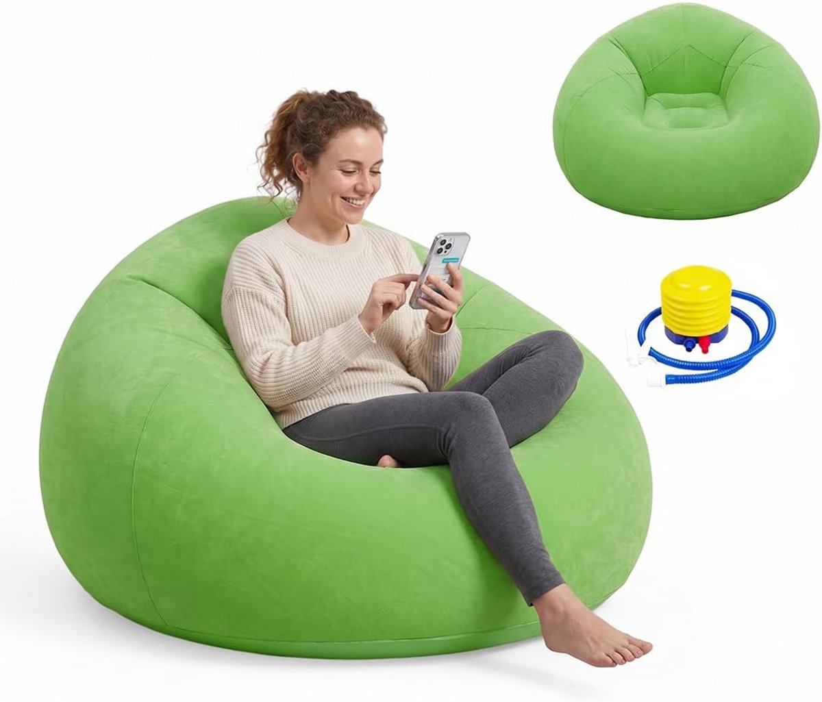Opblaasbare zitzak - PVC - Groen - Perfect voor binnen en buiten - ShopVlot