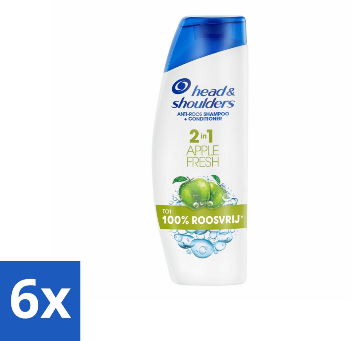 Head & Shoulders - Shampoo - 2-in-1 - Apple Fresh - 100% Roosvrij - 300 ml - Voordeelverpakking - 6 stuks
