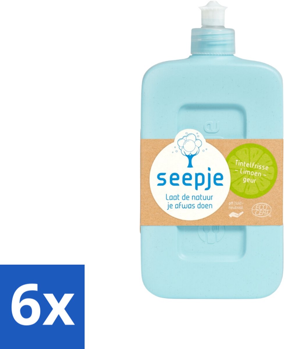 Seepje - Afwasmiddel - Milieuvriendelijk - Tintelfrisse Limoen Geur - 500 ml - Voordeelverpakking - 6 stuks