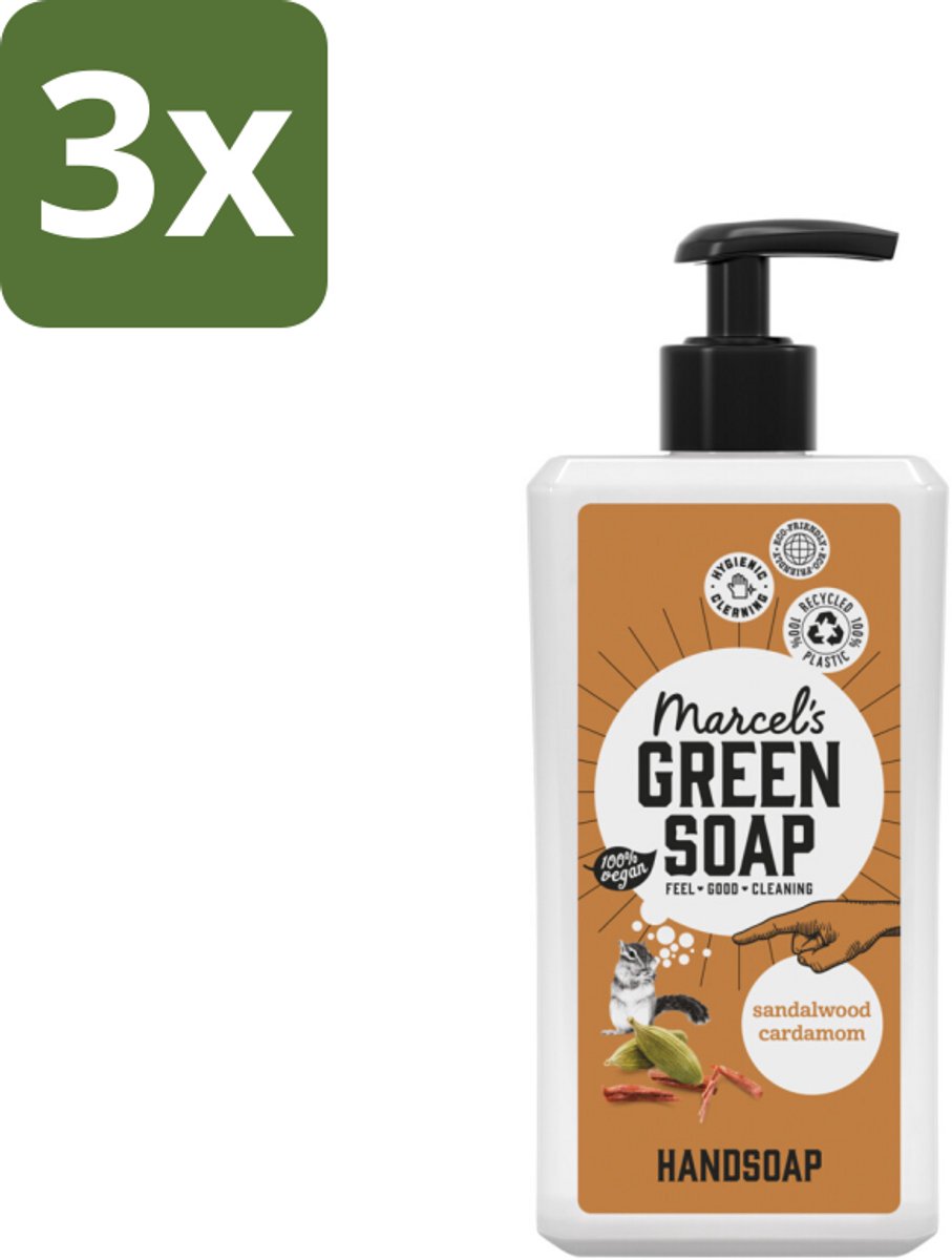 Marcel's Green Soap - Handzeep - Sandelhout & Kardemom - Voor dagelijks gebruik - 500 ml - Bulkverpakking - 3 stuks