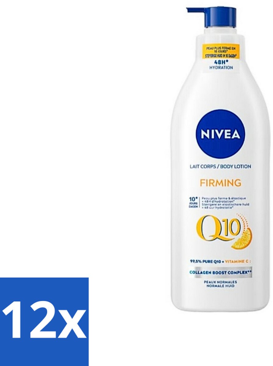Nivea - Q10 - Verstevigende Bodylotion met Pomp - Vitamine C - 48 uur Hydratatie - Voor Normale Huid - 400 ml - Voordeelverpakking - 12 stuks