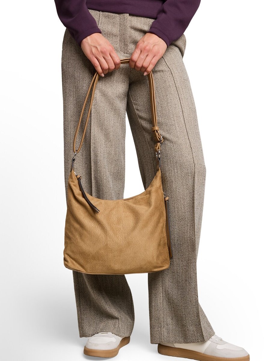Tom Tailor - TTAIANA M schoudertas in suède-look - Maat ONESIZE - camel / camel nature